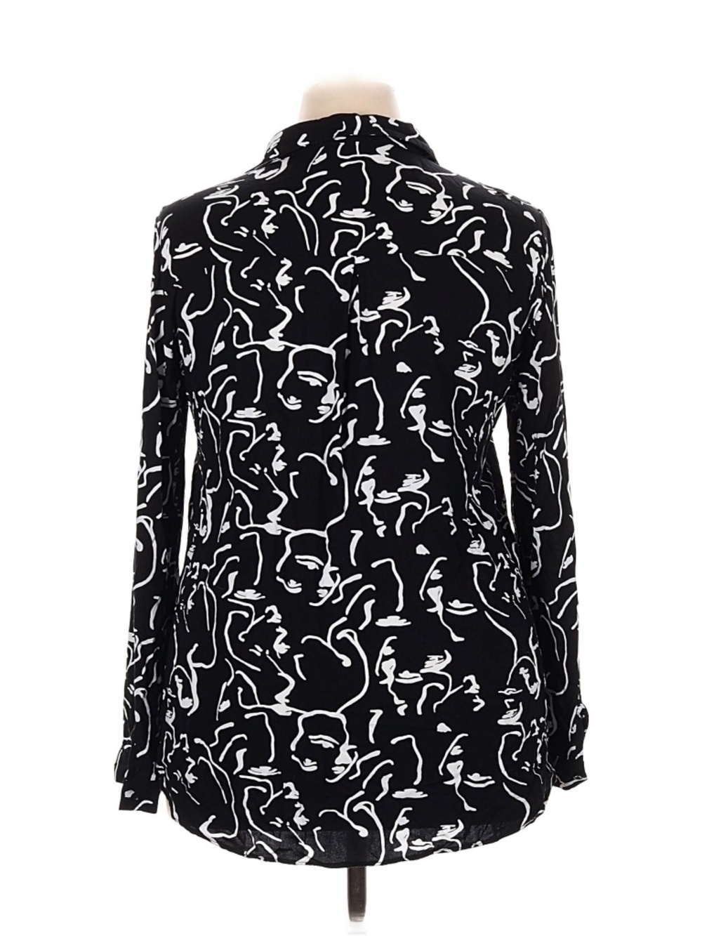 Big Dart black & white Top abstract face pattern Subtle Hi/Low size L/XL NWOT - Picture 4 of 8